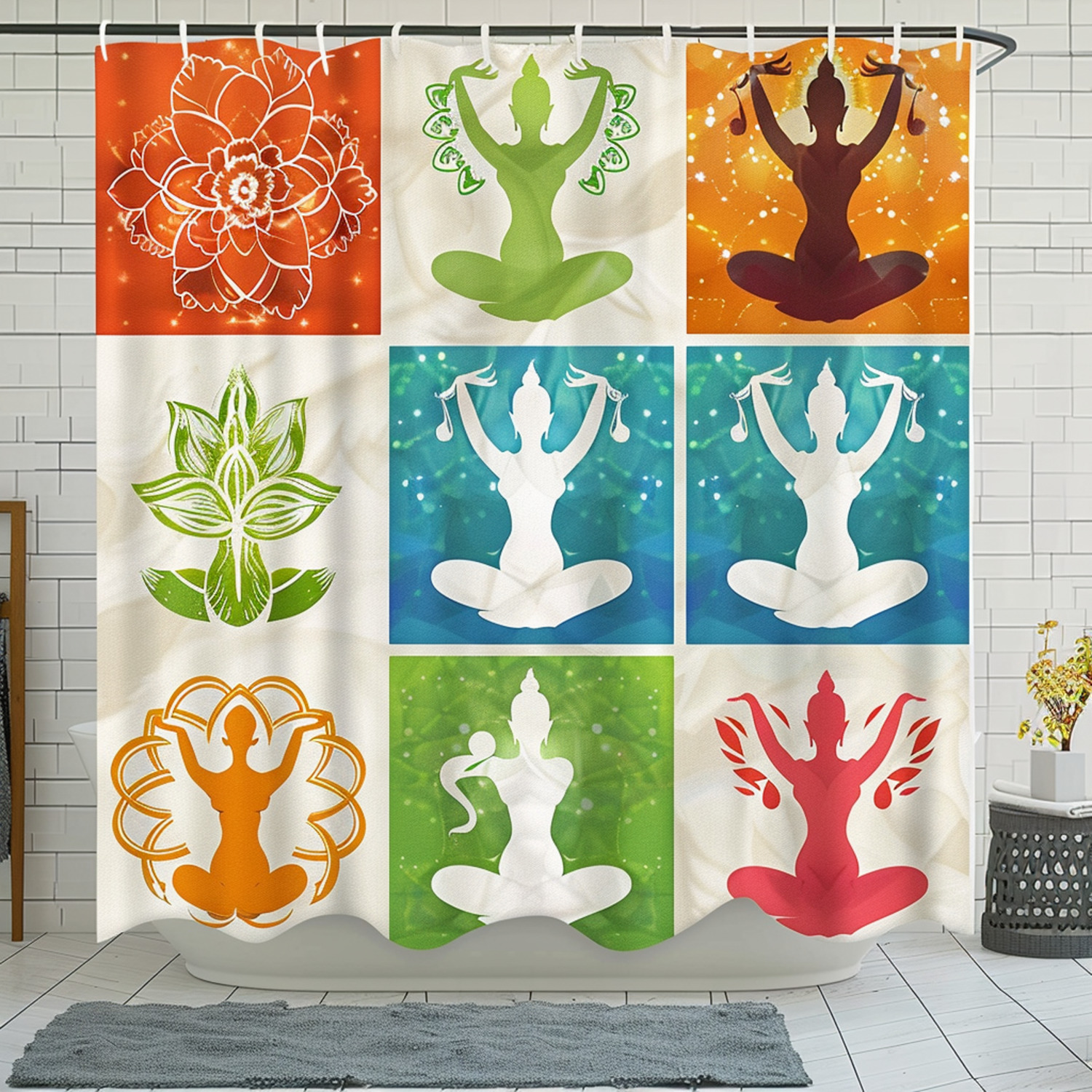 Zen-Inspired Lotus Flower Shower Curtain with Vibrant Colors Elevate ...