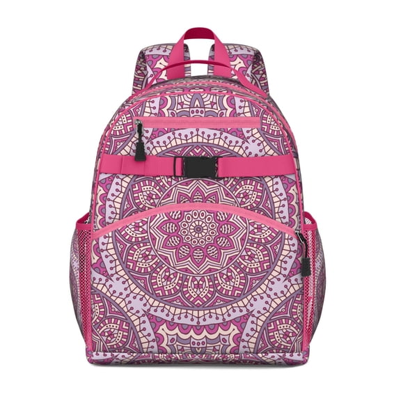 Zen Inspired Pattern Spiritual Awakening Print Lotus Flower Yoga Art Student Backpack Adjustable Shoulder Straps Chest Strap Durable