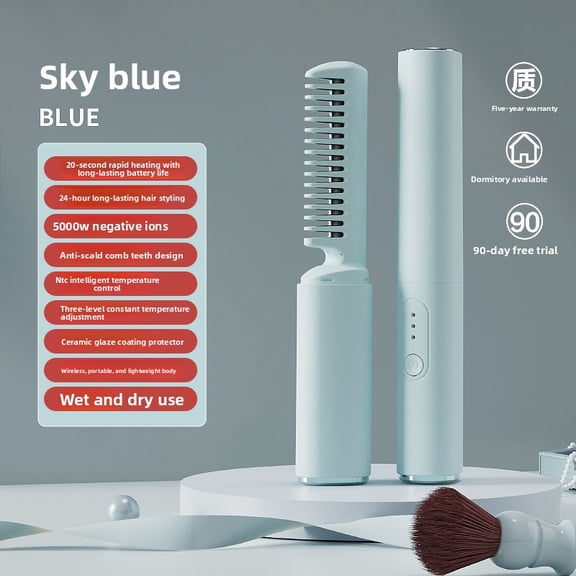 Zen Ionic Hair Relaxation Comb with Ceramic Tech, Cordless Handheld Smoothing Wand for Mindfulness and Wellness, Portable Wellness Tool for Daily Mental Relief