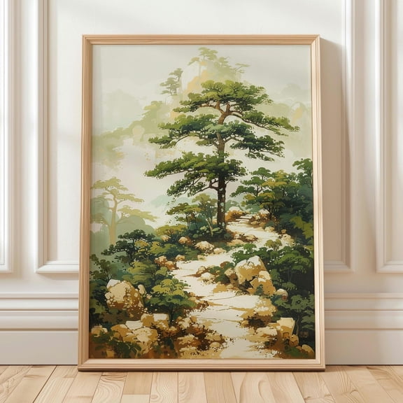 Zen Japanese Forest Mountain Nature Landscape Poster Unframed Paper Print