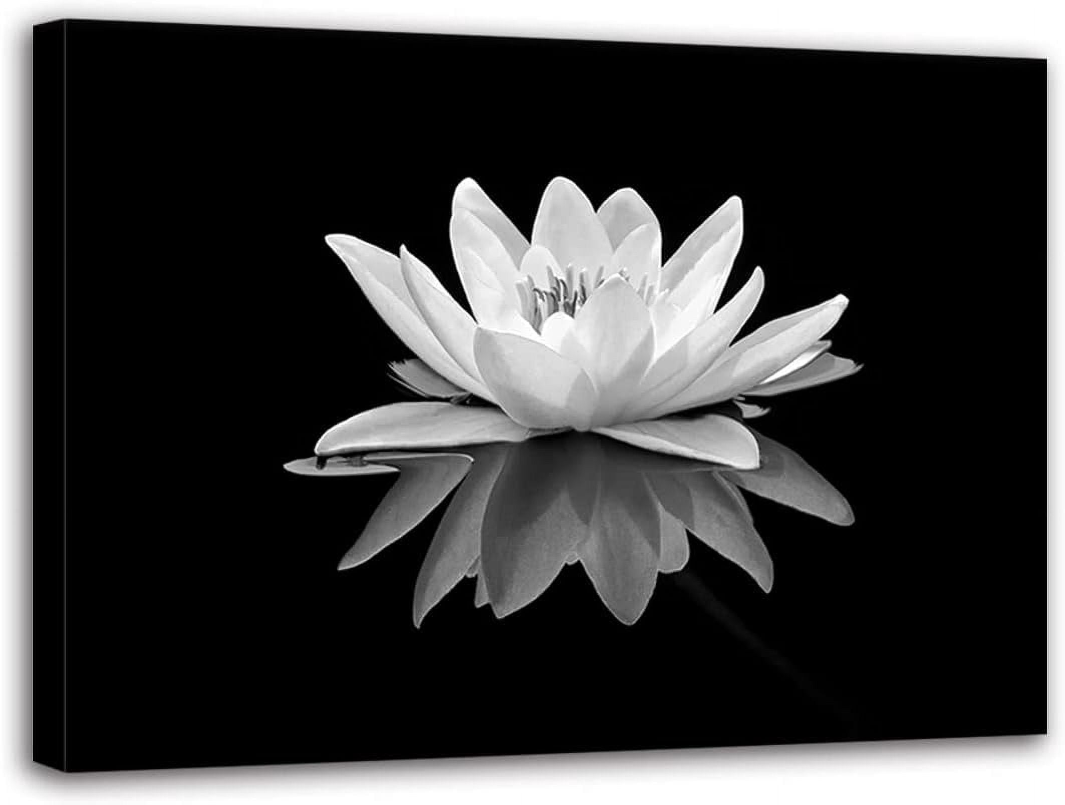 Zen Lotus Flower Canvas Print, Black and White Floral Wall Art, Spa ...