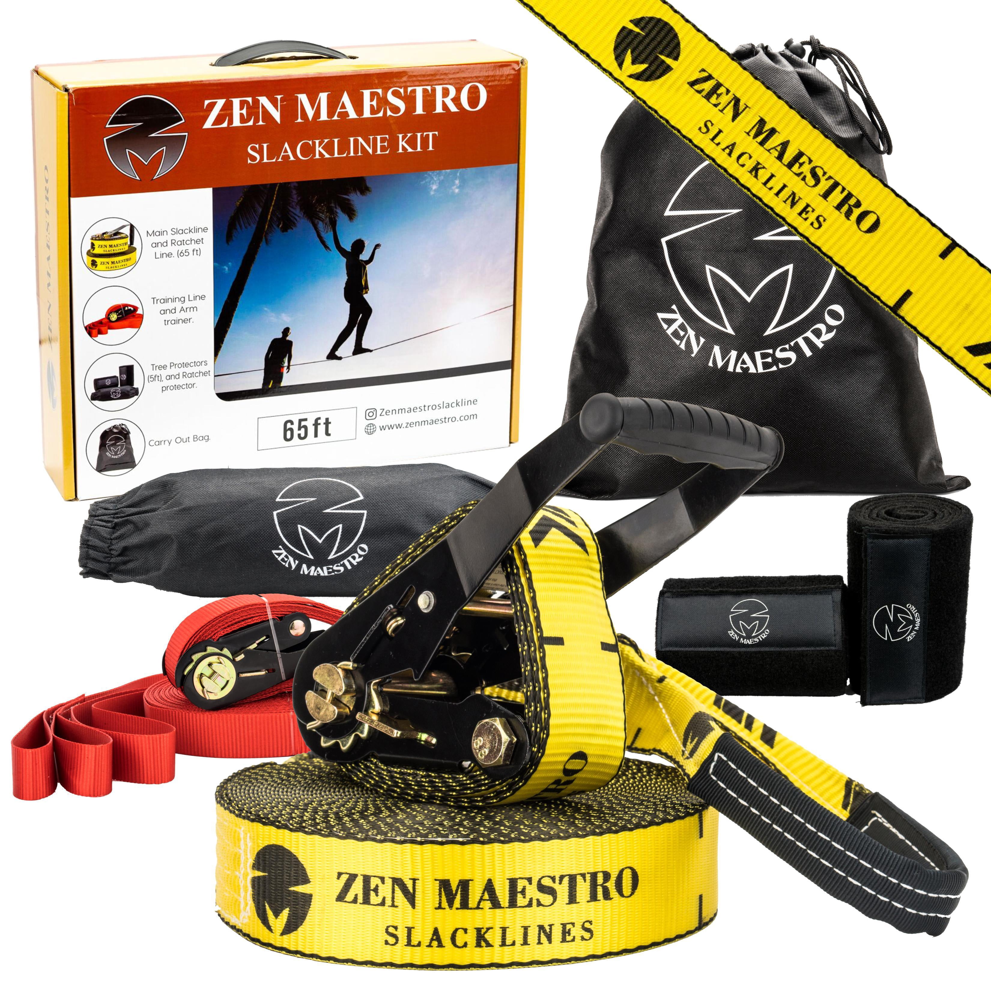 Zen Maestro Slackline kit Complete with Tree & Ratchet Protectors ...