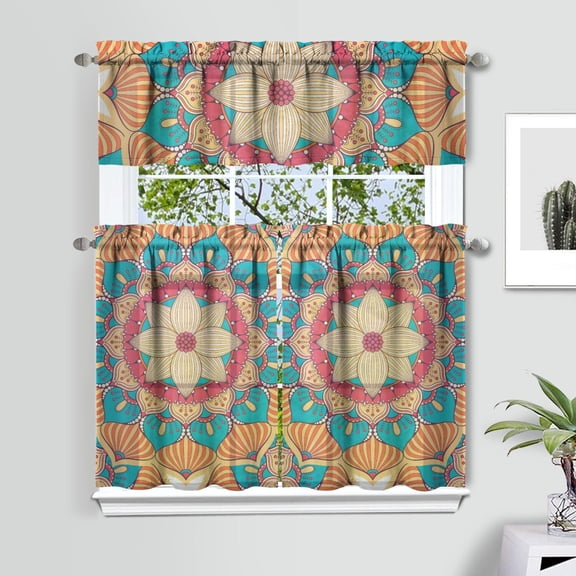 Zen Mandala Blackout Curtains - Meditation Inspired 3-Piece Set with Psychedelic Patterns for Bedroom & Living Room