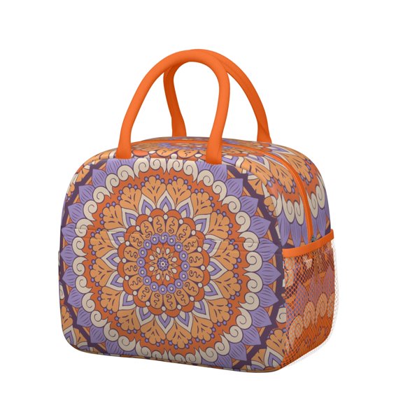 Zen Mandala Insulated Lunch Box – Spiritual Floral Pattern Large Capacity for Work & Travel