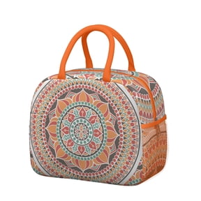 Zen Mandala Insulated Lunch Box – Spiritual Floral Pattern, Large Capacity for Work & Travel