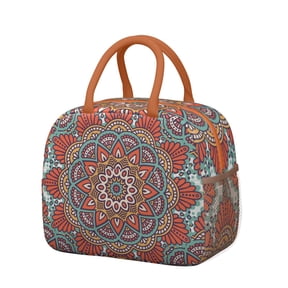 Zen Mandala Insulated Lunch Box – Spiritual Floral Pattern, Large Capacity for Work & Travel