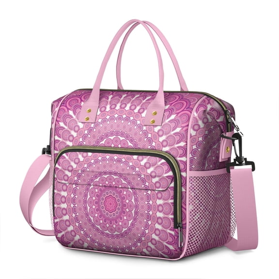 Zen Mandala Lunch Tote – Dual Compartment Insulated Bag with Abstract Floral Design for Teachers and Mindfulness Practitioners