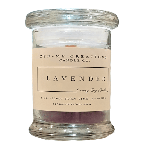 Zen-Me Creations 16 oz. Lavender Luxury Soy Wax Blend Candle Aromatherapy