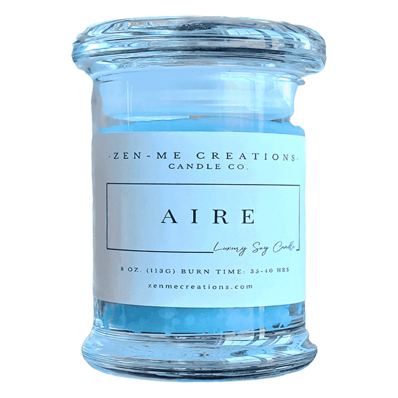 Zen-Me Creations 8 oz. Aire Luxury Soy Blend Wood Wick Candle Fresh Aromatherapy Scented Egyptian Cotton
