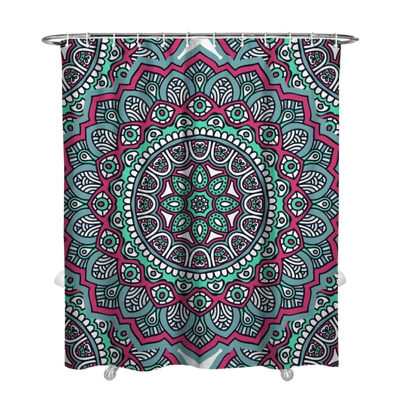 Zen Meditation Mandala Bathroom Curtain Waterproof Shower Drape Premium Polyester Fabric 72x84 Inch Quick-Dry