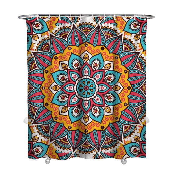 Zen Meditation Mandala Bathroom Curtain Waterproof Shower Drape Premium Polyester Fabric 72x84 Inch Quick-Dry