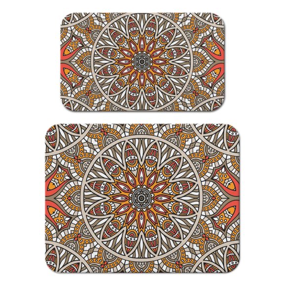 Zen Meditation Mandala Dish Drying Mat, Mystic Ethnic Mandala Absorbent Coffee Bar Mat, Boho Chic Kitchen Counter Protector