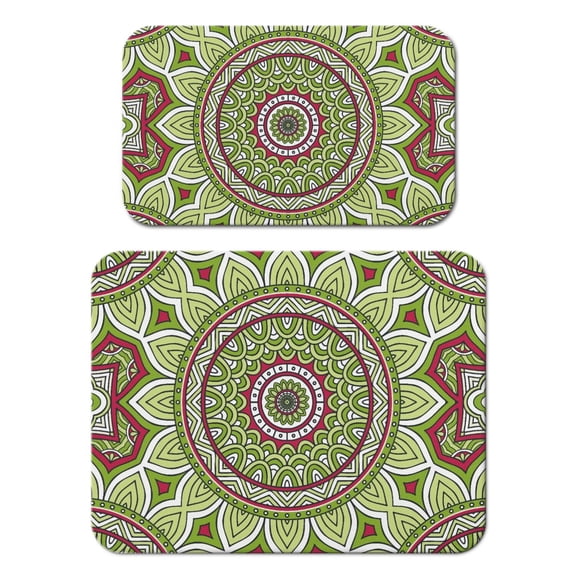 Zen Meditation Mandala Dish Drying Mat, Mystic Ethnic Mandala Absorbent Coffee Bar Mat, Boho Chic Kitchen Counter Protector
