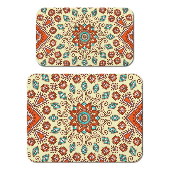 Zen Meditation Mandala Dish Drying Mat, Mystic Ethnic Mandala Absorbent Coffee Bar Mat, Boho Chic Kitchen Counter Protector
