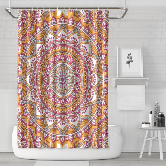 Zen Meditation Mandala Shower Curtain 72x72 Inch Machine Washable Quick-Dry Bath Decor