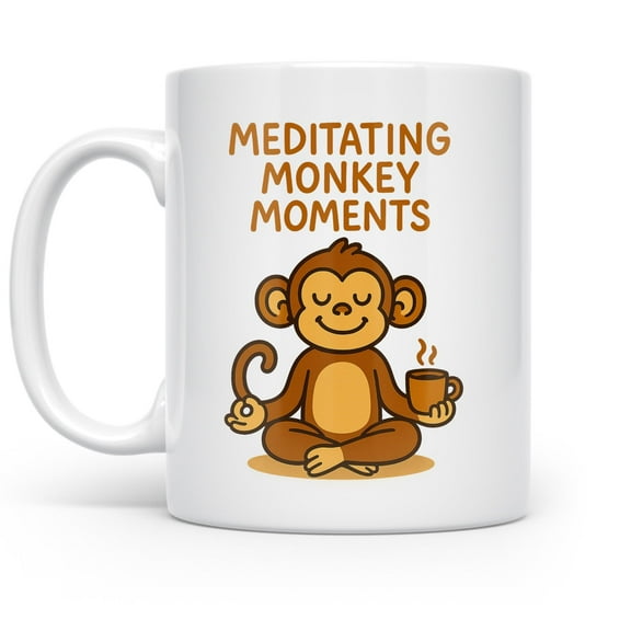 Zen Monkey 11 oz Coffee Mug - Inspire Calm Daily Ritual White Ceramic Gift