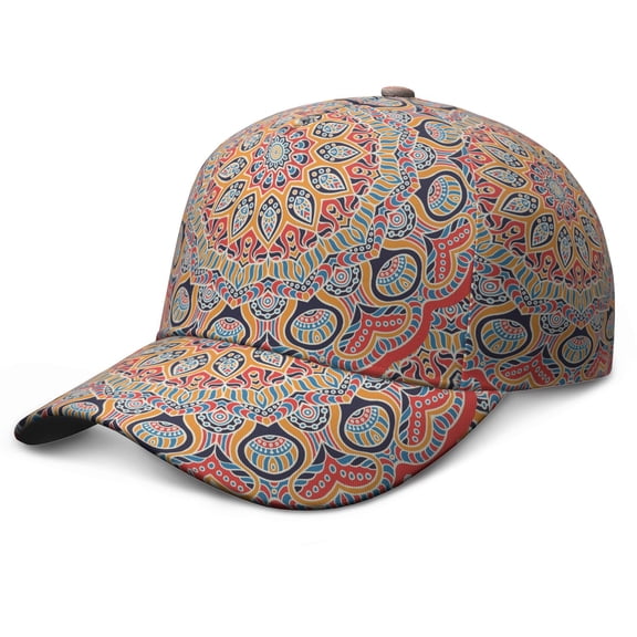 Zen Mystic Baseball Cap – Ethnic Boho Dad Hat with Vintage Tribal Mandala Pattern, Symbolic Spiritual Artistic Style, Comfortable Adjustable Closure