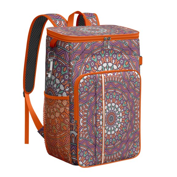 Zen Mystic Ethnic Mandala Insulated Soft Cooler Bag - 20L High-Capacity Backpack for Outdoor Adventures