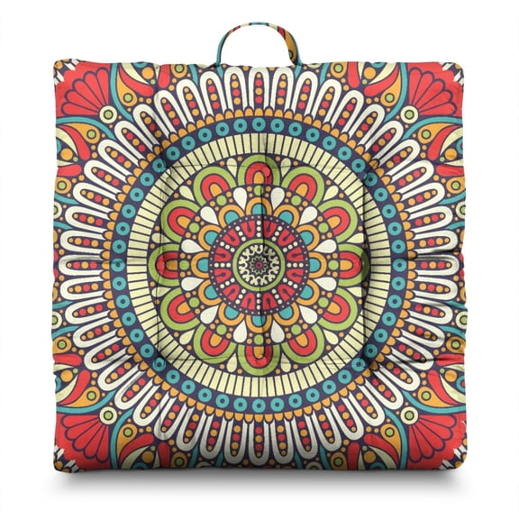 Zen Mystic Meditation Cushion Boho Chic Floor Pillow with Ethnic Inspired Patterns, Soft & Supportive for Extended Sitting