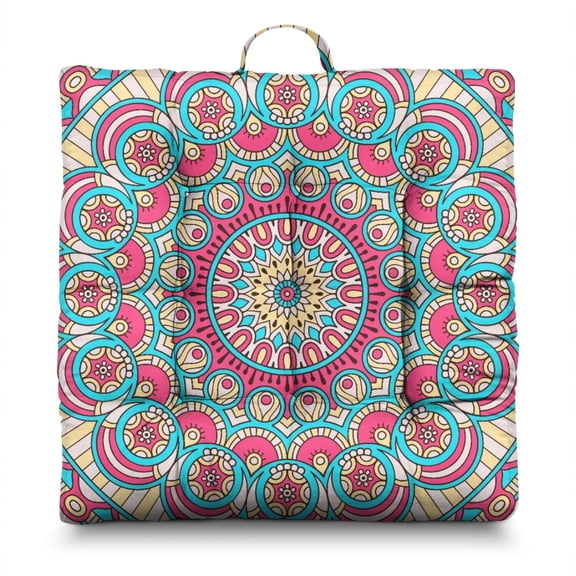 Zen Mystic Meditation Cushion Boho Chic Floor Pillow with Ethnic Inspired Patterns, Soft & Supportive for Extended Sitting