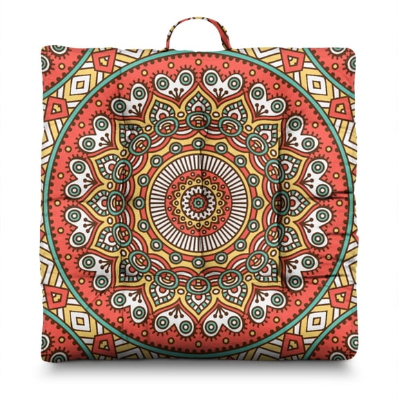 Zen Mystic Meditation Cushion Boho Chic Floor Pillow with Ethnic Inspired Patterns, Soft & Supportive for Extended Sitting