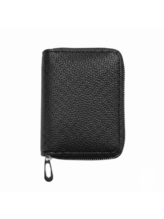 - Mens Genuine Black Leather Zip Wallet Compact, Durable & Stylish Everyday Accessory