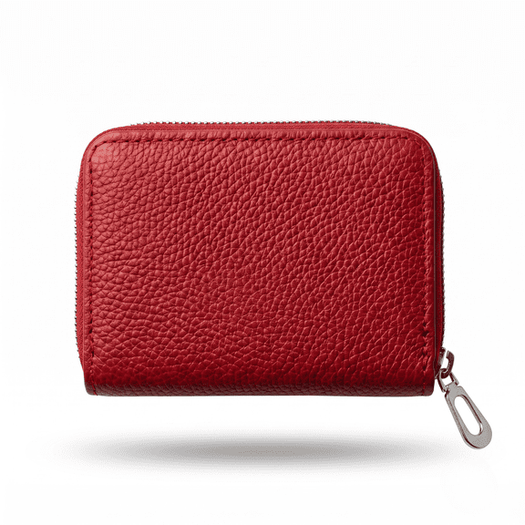 Zen Natural - Women's Compact Pebbled Leather Wallet Magenta Zip Closure, Minimalist Everyday Accessory