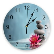 Zen Orchid Green Leaf Stone Wall Clock For Home Decoration Living Room Quartz Needle Hanging Watch Modern Kitchen Clock