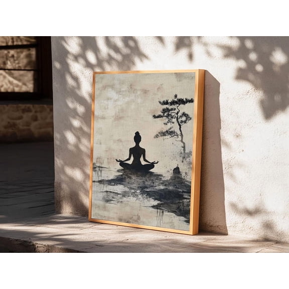 Zen Pine Tree Silhouette Rustic Minimalist Wall Art Unframed Paper Print