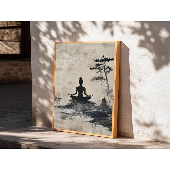 Zen Pine Tree Silhouette Rustic Minimalist Wall Art Unframed Paper Print