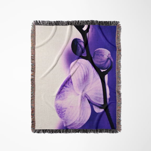 Zen Purple Orchid Flower- Floral Art- Nature, Woven Blanket