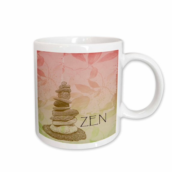 3drose, Zen Rocks Floral- Inspirational Art, 15oz Mug