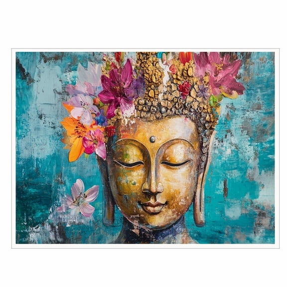 Zen Room Buddha Wall-Art  Buddha Canvas Print, Abstract Floral Texture, Artwork, for Living Room, Bedroom, Yoga Studio Home Decor