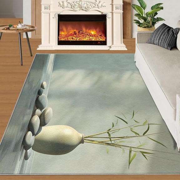 Zen Rug Home Decor Rug, Zen Garden Rugs for Entryway Living Room Bedroom, Zen Spa Carpet, Washable Non Slip Soft Low Pile Indoor Door Mat Room Decor-2' x 3'