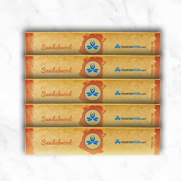 Zen Sandalwood Incense Sticks, 8", 12 Sticks per Pack, 5 Packs