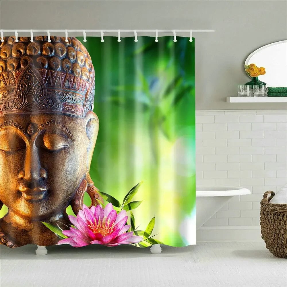 Zen Shower Curtains Buddhism Buddha Lotus Landscape Shower Curtains Zen