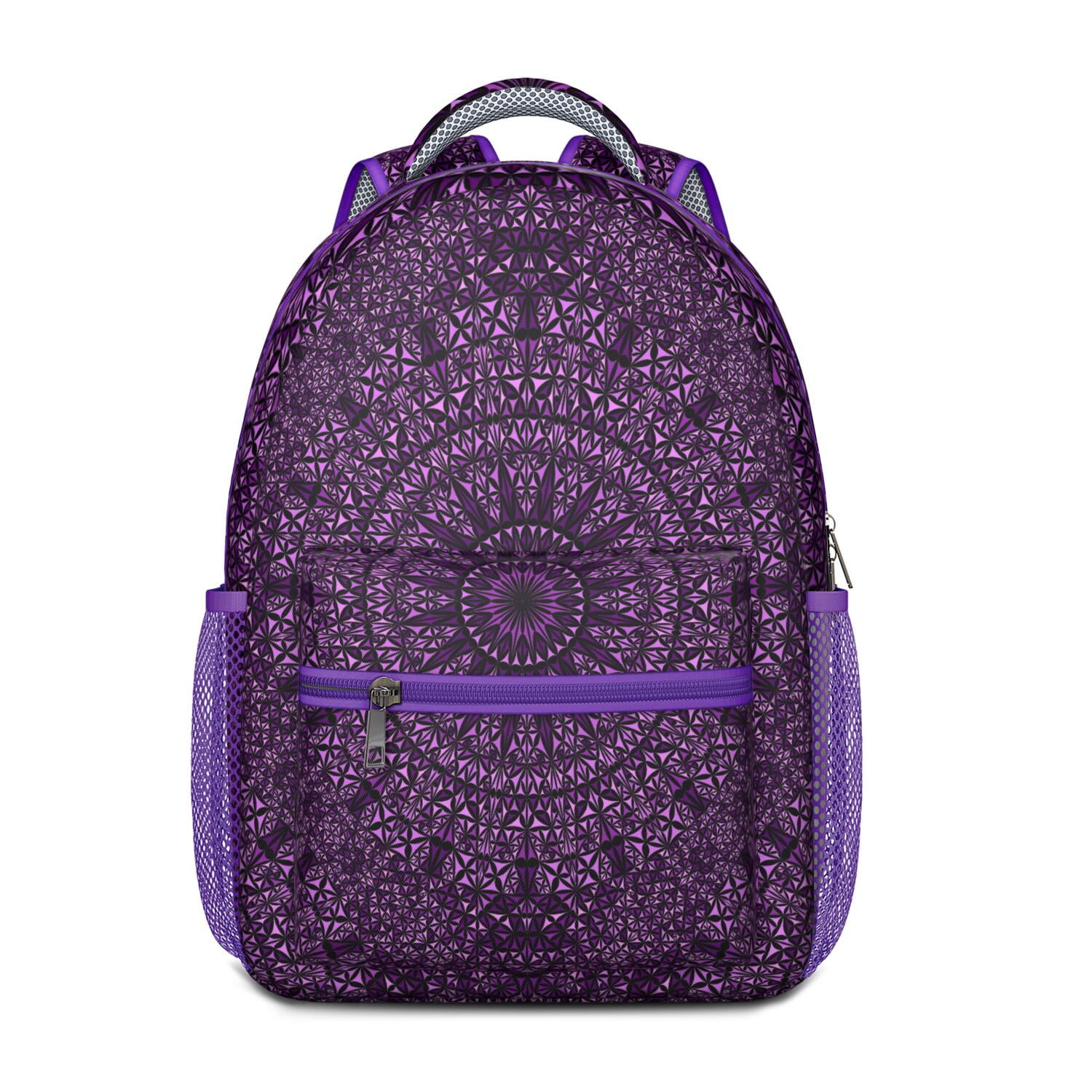 Zen Spiritual Backpack for Students - Lightweight Waterproof School Bag with Breathable Mesh Straps, Indian Ornament Style, Organized Pockets