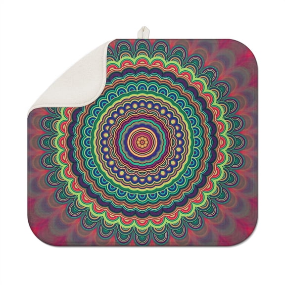 Zen Spiritual Countertop Drying Pad Colorful Psychedelic Design, Quick Dry & Eco-Friendly Dish Mat