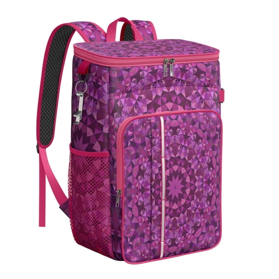 Zen Spiritual Energy Cooler Backpack - 20L Insulated Soft Cooler Bag with Indian Ornament Design for Camping, Hiking & Road Trips