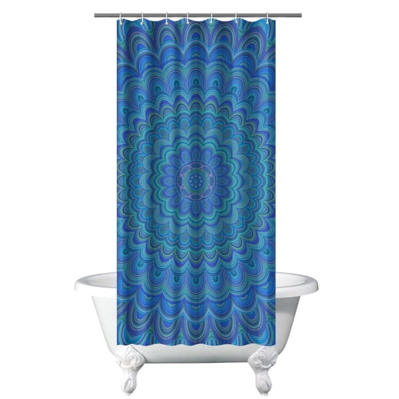 Zen Spiritual Shower Curtain, Indian Fantasy Floral Dreamy Ornament Pattern Bathroom Drape 36x72 Inch Fade-Resistant Quick-Dry with Metal Grommets