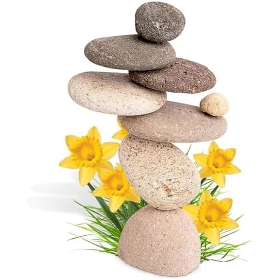 Zen Stacked Rocks Sculpture | Cairn Statue Balancing Rock Stone Decor for Japanese Garden | Stacking Pebbles$$Garden & Patio