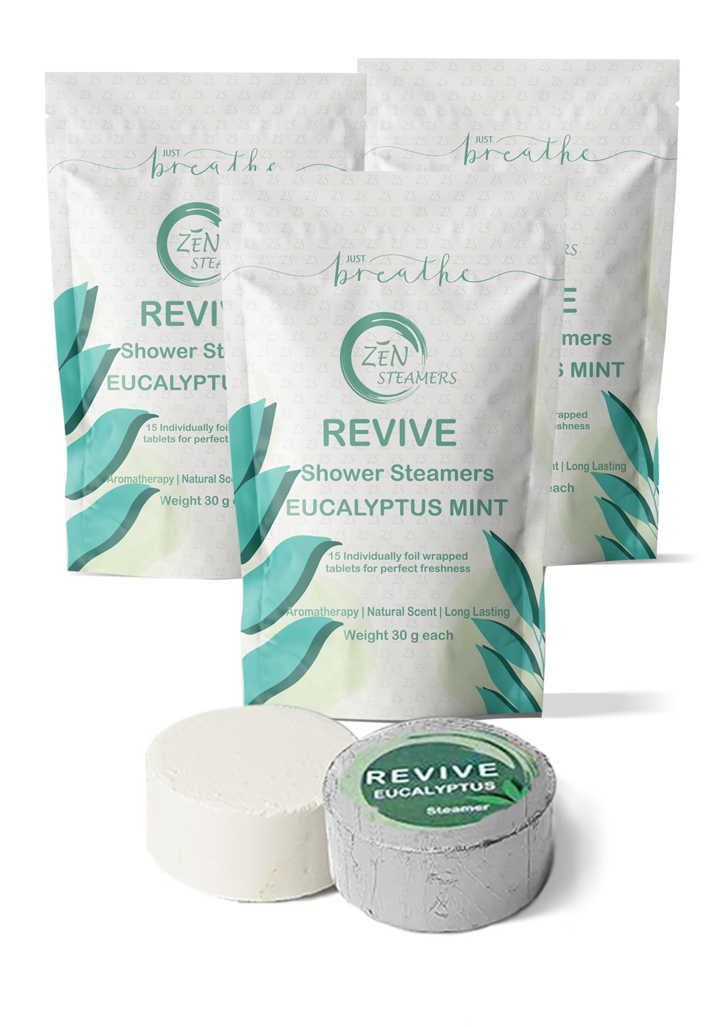 Zen Steamers Revive Eucalyptus Mint Shower Steamers Aromatherapy