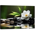thumbnail image 1 of Zen Stone Canvas Wall Art - Just Breathe Yoga Quotes, White Lotus Flower Spiritual Artwork Framed Modern Decor for Bathroom Spa Living Room Bedroom, 1 of 6