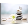 thumbnail image 1 of Zen Stone Canvas Wall Art Spa Stone with White Flower and Butterfly Picture Bathroom Wall Art Modern Spa Artwork for Spiritual Yoga Room Bedroom Picture Wall Decor, 1 of 6