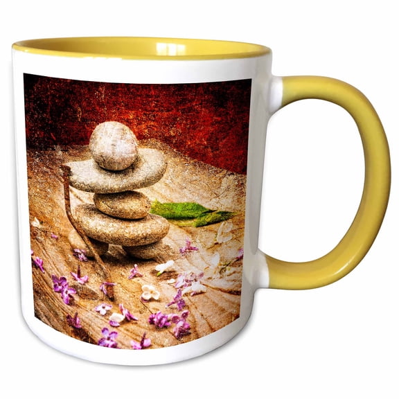 3drose, Zen Stone. Samurai. Spring Is In, Swords Are Down, 11oz Two-tone Yellow Mug