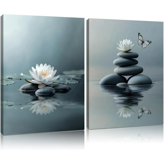 Zen Stone and Sand Prints Canvas Art Spa Stone Artwork Relax Zen Spa Meditation Room Decor (12x16inch)