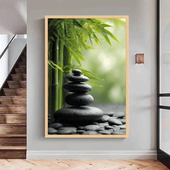 Zen Stones & Bamboo Art Print Tranquil Spa Wall Art Home Decor Office Wall Art