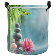 Zen Stones Orchids Flower Green Bamboo Dirty Laundry Basket Foldable Home Organizer Basket Clothing Kids Toy Storage Basket