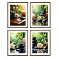 thumbnail image 1 of Zen Stones Relax and Calm Massage Laundry Room Bathroom Decor Set of 4 Framed Bamboo Wall Art Print, 1 of 6