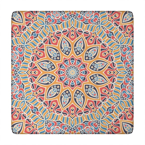 Zen Tablecloth Mandala Mystic Cultural Pattern Waterproof Elastic Squre Cover with Back for Meditation and Energy Healing